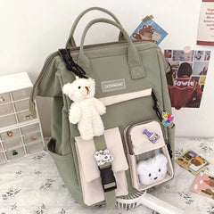 Purple Waterproof Backpack Women Candy Colors Fancy High School Bags