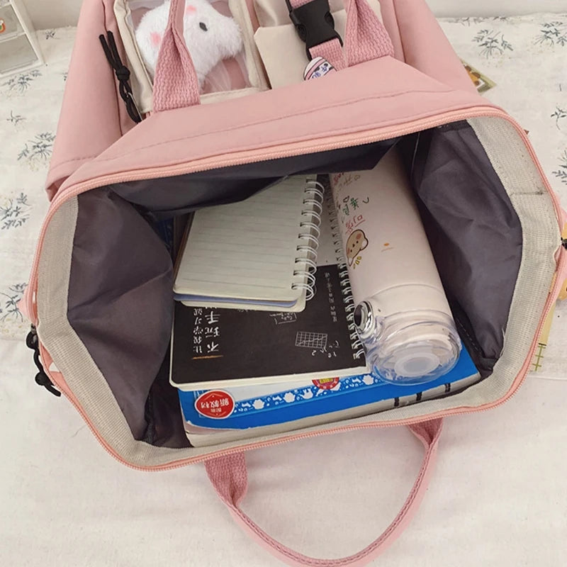 Purple Waterproof Backpack Women Candy Colors Fancy High School Bags