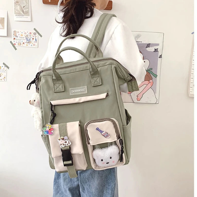 Purple Waterproof Backpack Women Candy Colors Fancy High School Bags