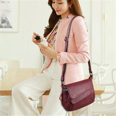 Red Autumn Bag Leather Handbags Women Bags Female Shoulder Messenger Bag