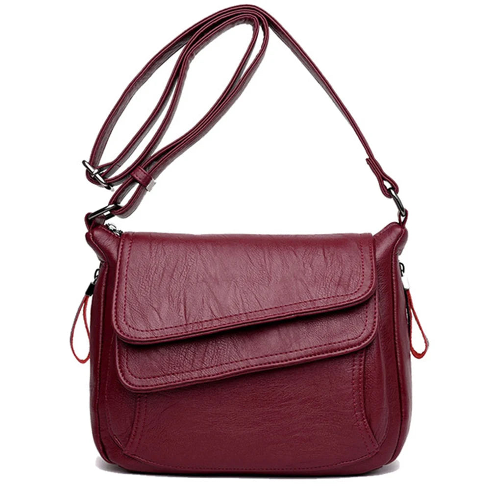 Red Autumn Bag Leather Handbags Women Bags Female Shoulder Messenger Bag