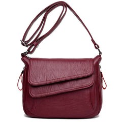 Red Autumn Bag Leather Handbags Women Bags Female Shoulder Messenger Bag