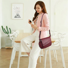 Red Autumn Bag Leather Handbags Women Bags Female Shoulder Messenger Bag