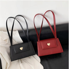 Retro Women Small Shoulder Bag Red Wine Vintage PU Leather Tote Purse Handbag