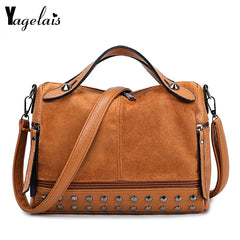 Rivet Style Crossbody Bag Vintage Leather Messenger Bag
