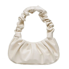 Solid Cloud Pleated Handlebags for Women PU Bags Leisure Armpit Bag