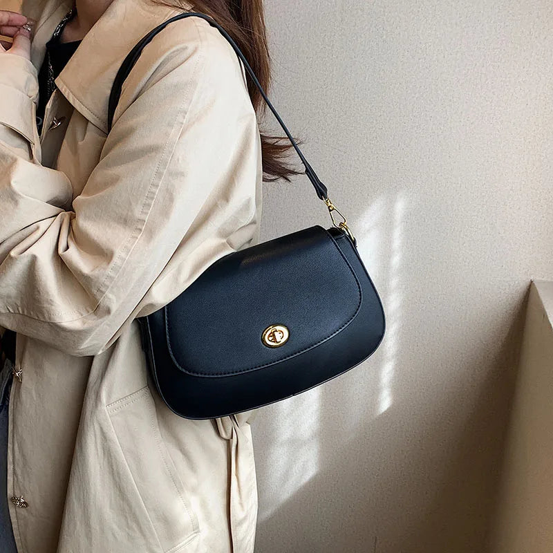 Solid Leather Crossbody Bag for Women Ladies Messenger Small Shoulder Bag