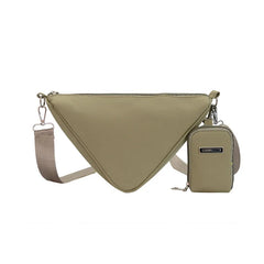 Solid Triangle Nylon Shoulder Bag for Women Adjustable Shoulder Straps