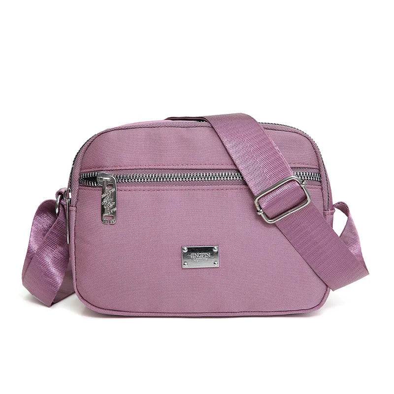 Solid Women Nylon Small Handbags Lady's Shoulder Cross Body Zipper Handbag