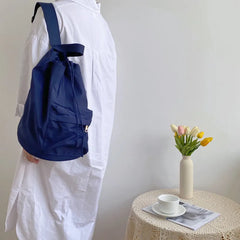 Spring Casual Nylon Bucket Bag Drawstring Shoulder Bag