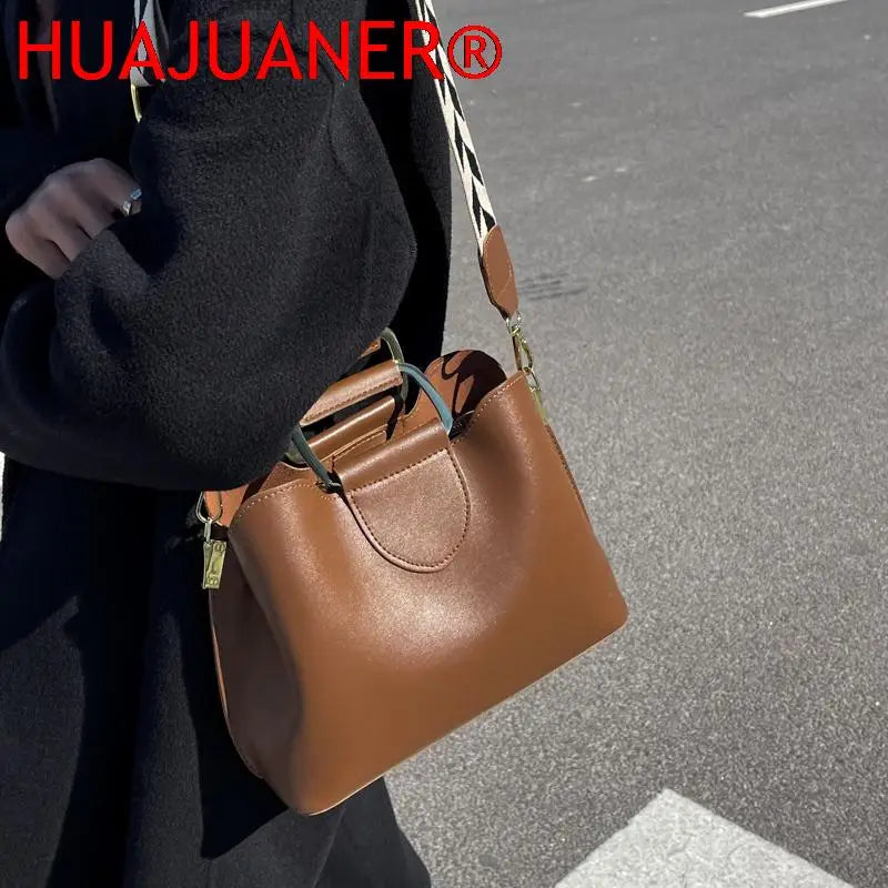 Spring Women's PU Leather Crossbody Bag Short Handle Handbag