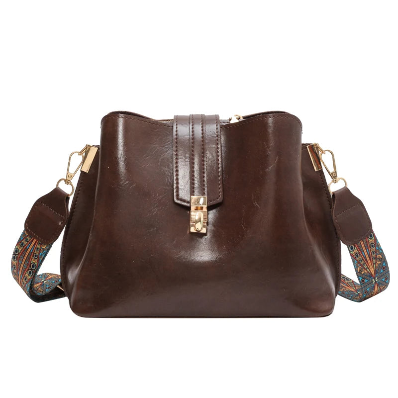 Spring Women's PU Leather Small Crossbody Shoulder Bag with Wide Strap