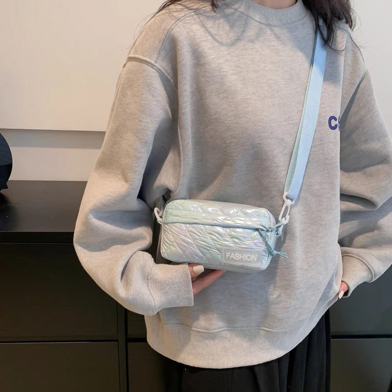 Spring Women's Nylon Shoulder Bag Colorful Soft Square Messenger Bag