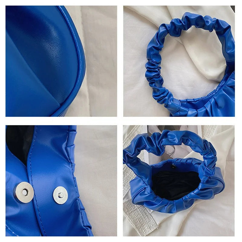 Spring Solid Cloud Pleated Handlebags For Women