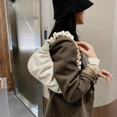 Spring Solid Cloud Pleated Handlebags For Women