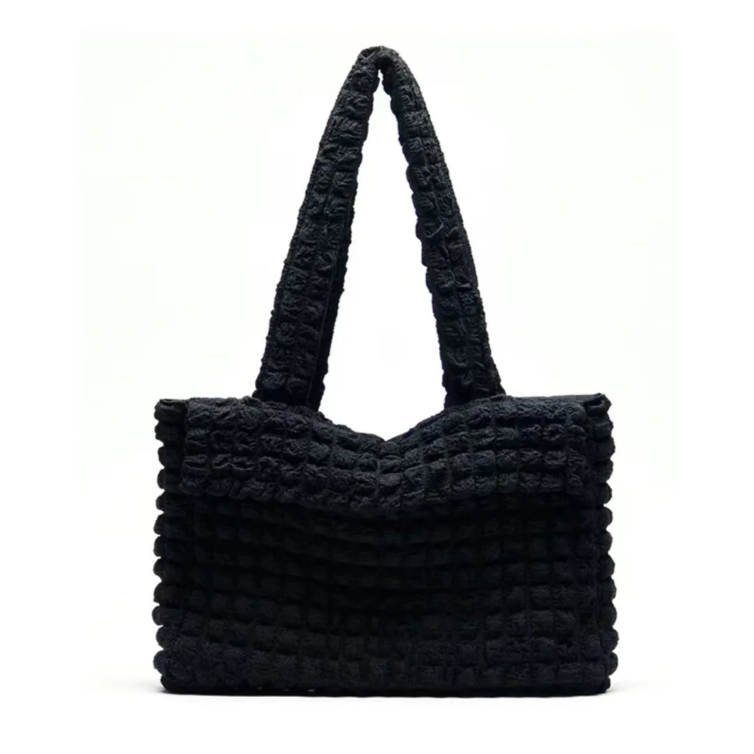 Spring Tote Bag Pleated Women Puff Bag Lightweight Large Capacity Shoulder Bag