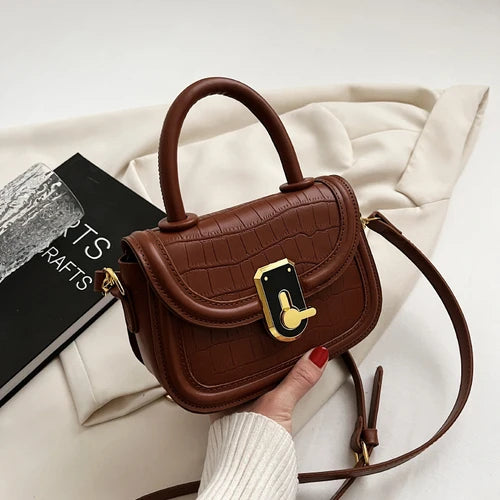 Spring Vintage Stone Leather Shoulder Crossbody Bag