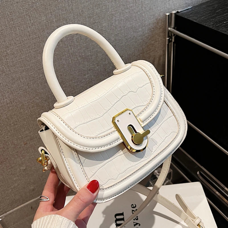 Spring Vintage Stone Leather Shoulder Crossbody Bag