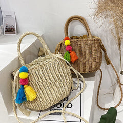 Rattan Square Tote Bag Crossbody Boho Basket