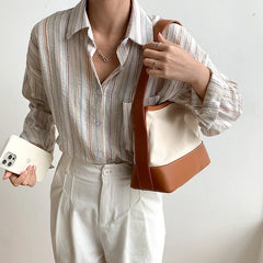 Summer Canvas Patchwork Tote Shoulder Bag
