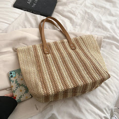 Summer High Shopping Bag Women Straw Bags Beach Shoulder Bag