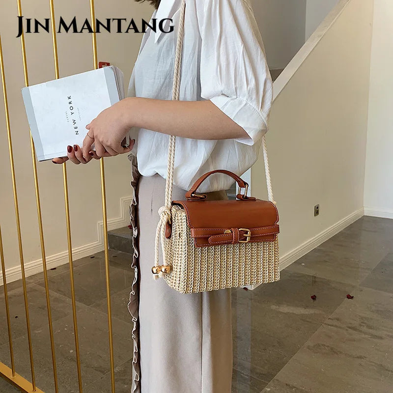 Vintage Rattan Bag Summer Crossbody Straw Handbag