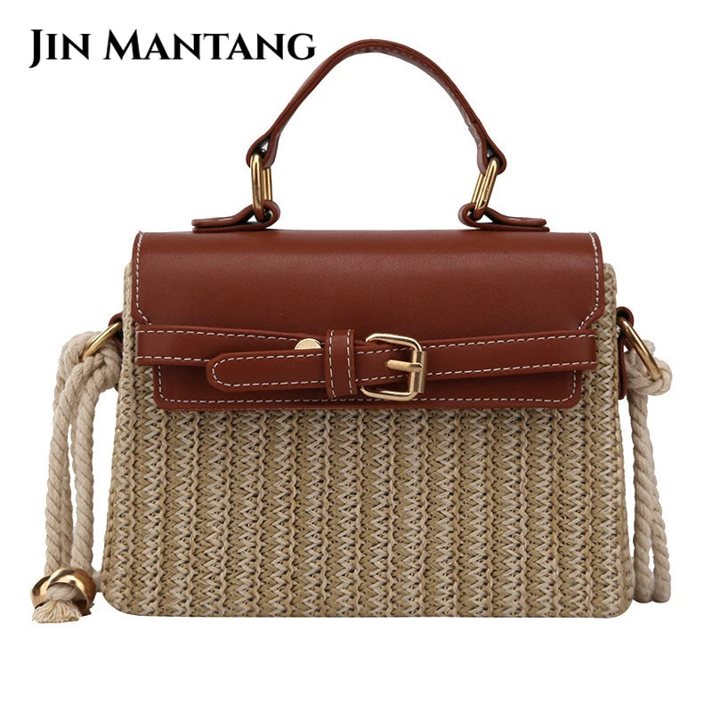 Vintage Rattan Bag Summer Crossbody Straw Handbag