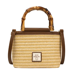 Summer Bamboo Handle Braided Bag Cross Body Bag