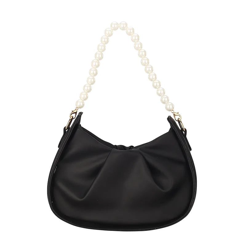 Summer Pleated Handlebags For Women PU Cloud Bags Armpit Bag Shopping Shoulder B