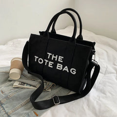 Diagonal Literary Fan Letter Canvas Shoulder Bag