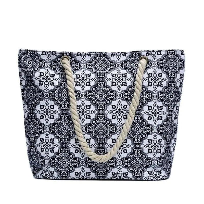 Casual Geometric Canvas Tote Bag Beach Bolsa Feminina