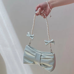 Women's Commute Messenger Bag with Pearl Pink Bow Tie