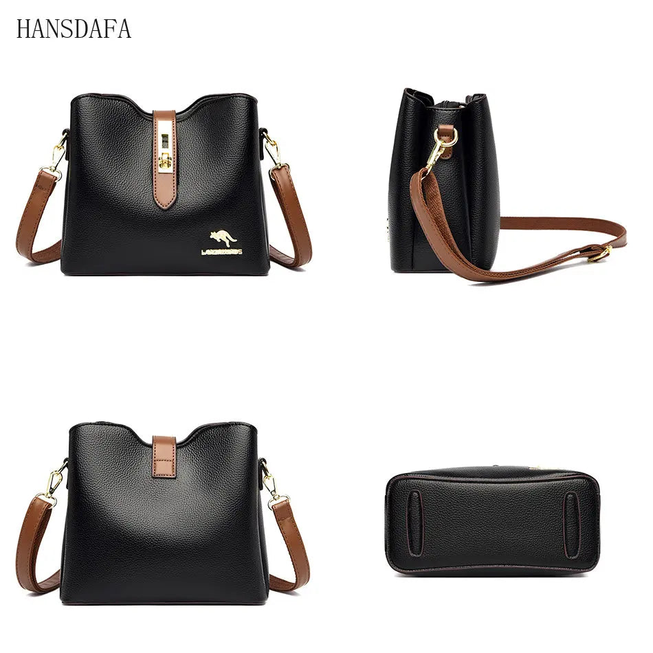 3-Layer Bucket Crossbody Bag Small Shoulder Messenger Purse Handbag