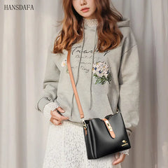 3-Layer Bucket Crossbody Bag Small Shoulder Messenger Handbag