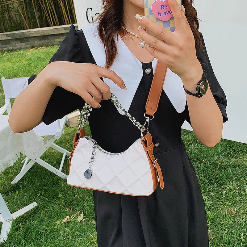 Women Leather Chain Shoulder Bag Crossbody Tote Messenger Bag