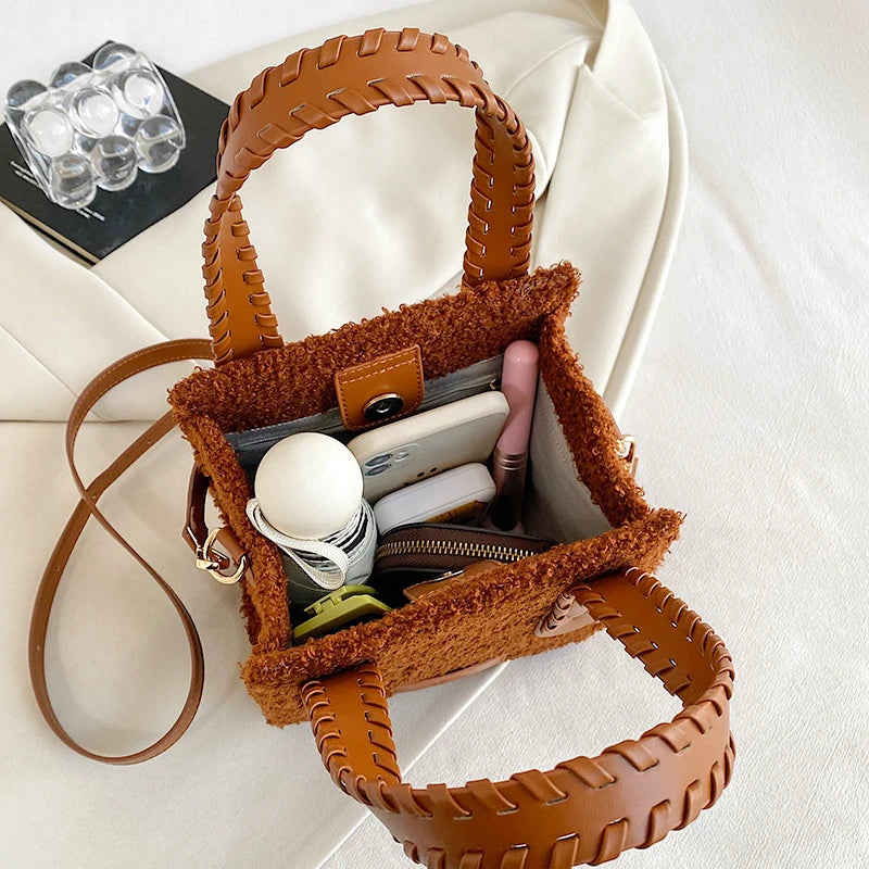 Plush Shoulder Bag Square Ladies Crossbody Totes Messenger Bag