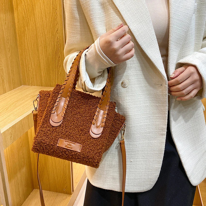 Plush Shoulder Bag Square Ladies Crossbody Totes Messenger Bag