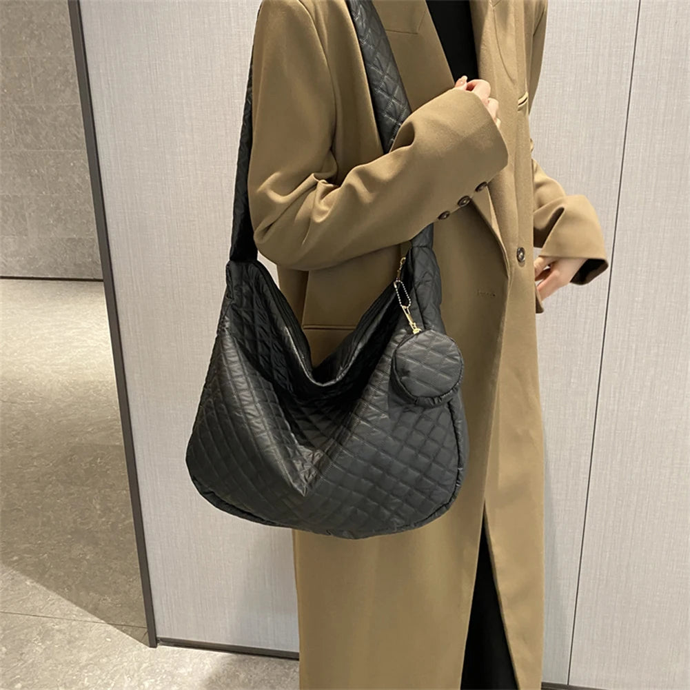 Women's Large Capacity Shoulder Bag Rhombic Tote Satchel Bag