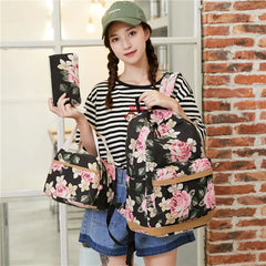 USB Charging Canvas Backpack 3 Pcs/set Women School Backpacks