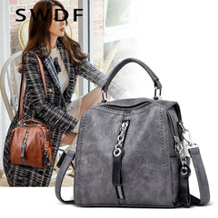 Vintage Cow Leather Handbags Ladies Women Messenger Bag Totes