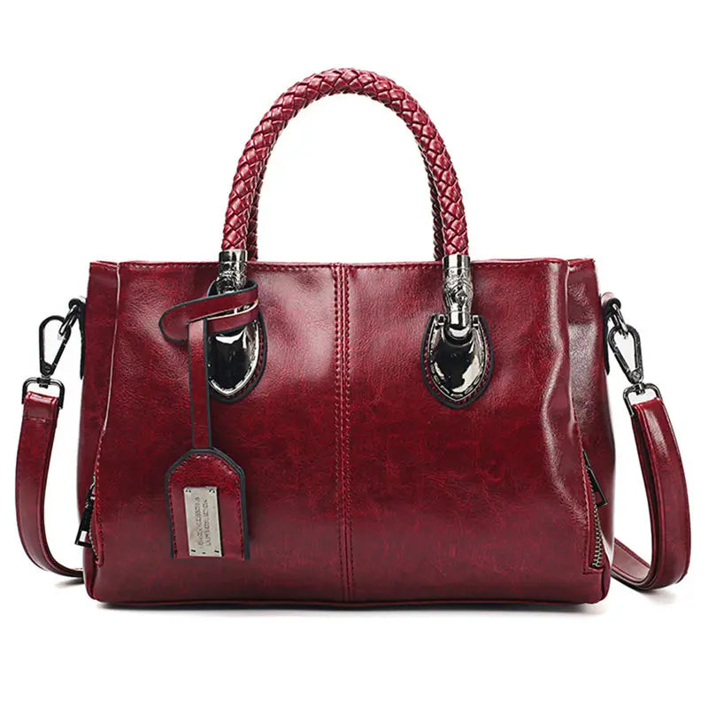 Vintage Oil Wax Leather Handbags Women Bags Ladies Hand Bags