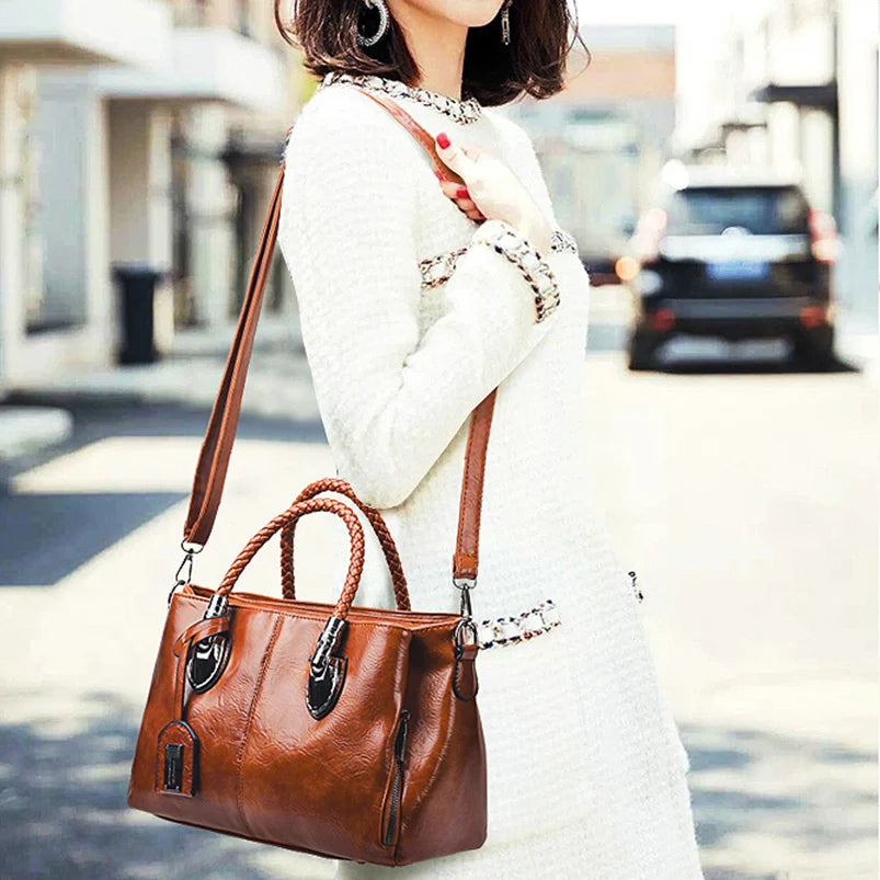 Vintage Oil Wax Leather Handbags Women Bags Ladies Hand Bags