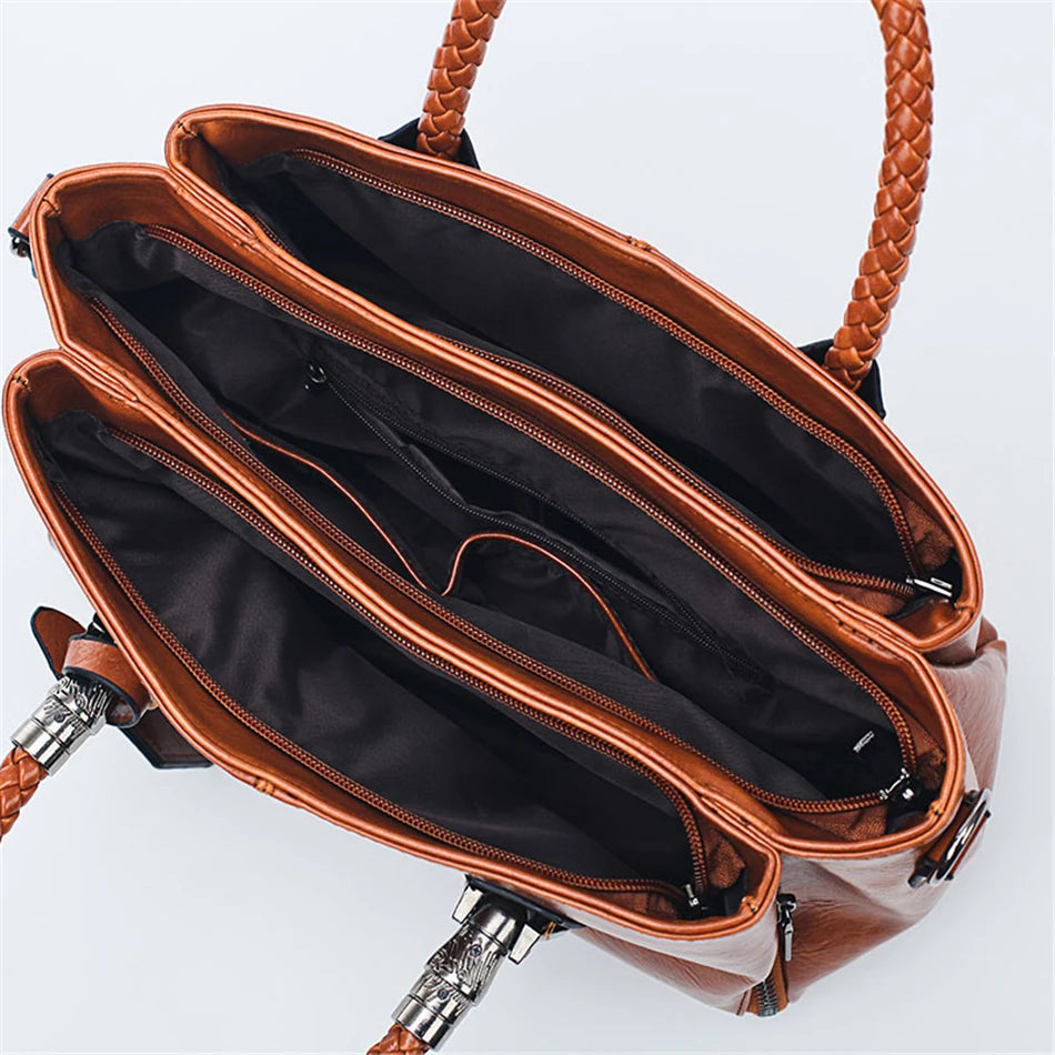 Vintage Oil Wax Leather Handbags Women Bags Ladies Hand Bags