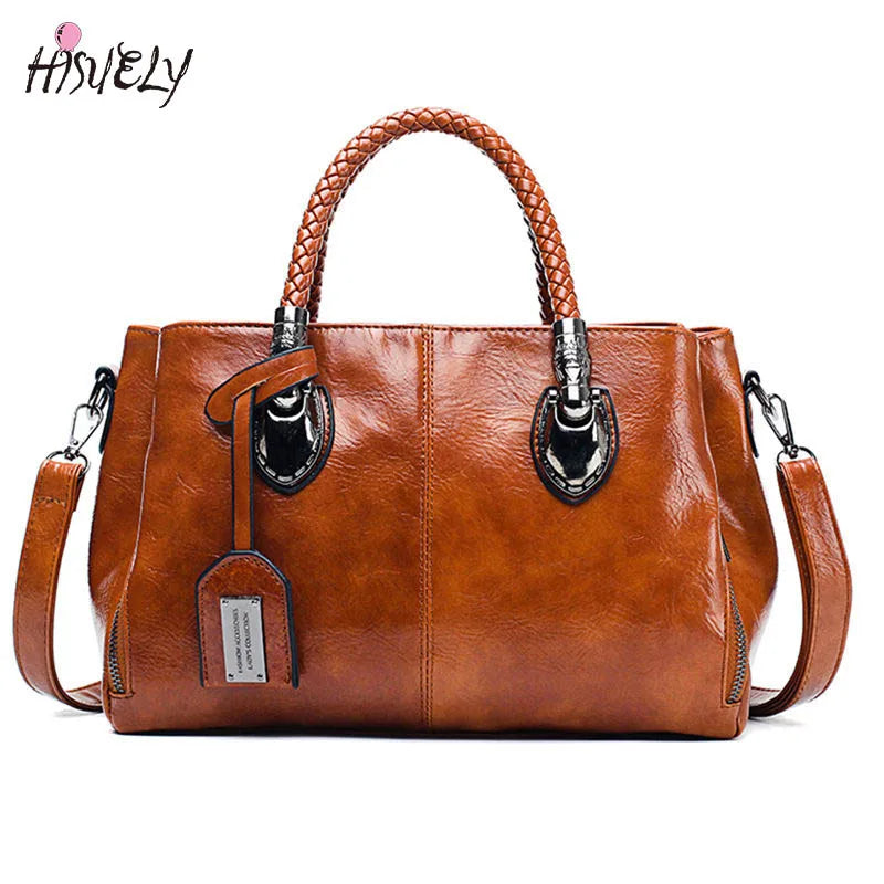 Vintage Oil Wax Leather Handbags Women Bags Ladies Hand Bags
