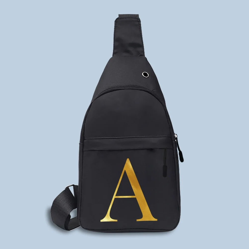 Canvas Zipper Chest pack 26 Letter Print Waist Bag