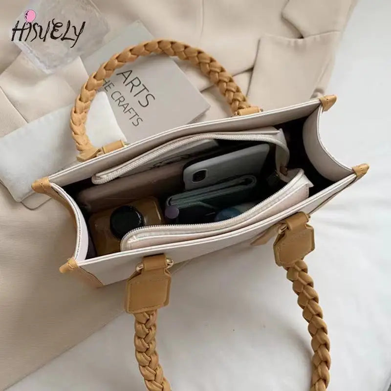 Waterproof Braided Strap Tote Bag for Women Large Handbag