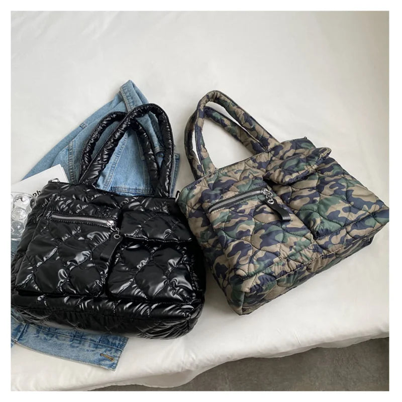 Winter Casual Large Capacity Ladies Down Handbag