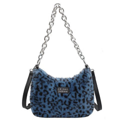 Winter Plush Faux Fur Small Crossbody Bags for Women Leopard Print