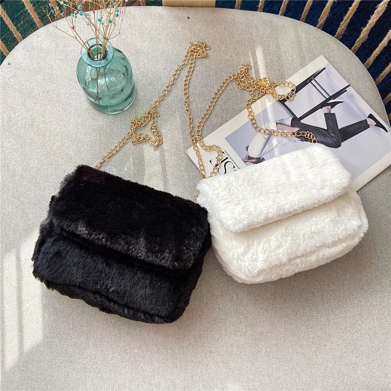 Winter Plush Faux Fur Crossbody Bag