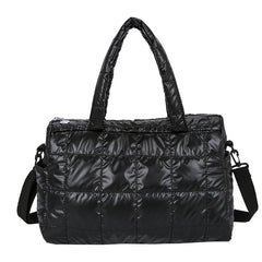 Winter Shopper Travel Handbags Nylon Waterproof Grid Soft Totes High Capacity